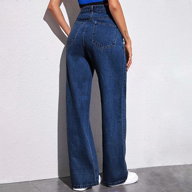 High Waist Wide Leg straight Jeans