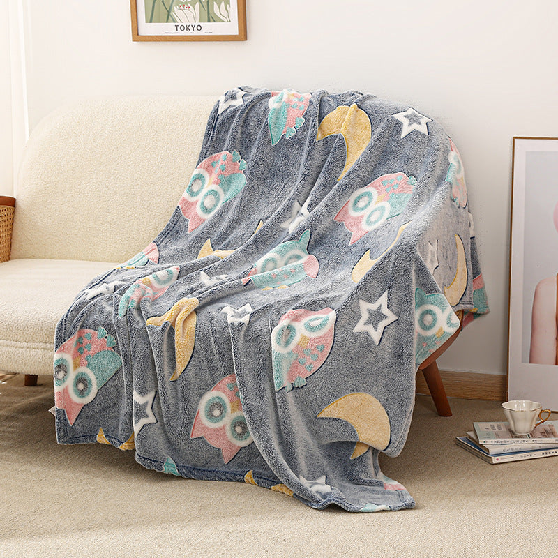 Baby Cartoon Air Conditioner Quilt Luminous Blanket Single Office Nap Flannel