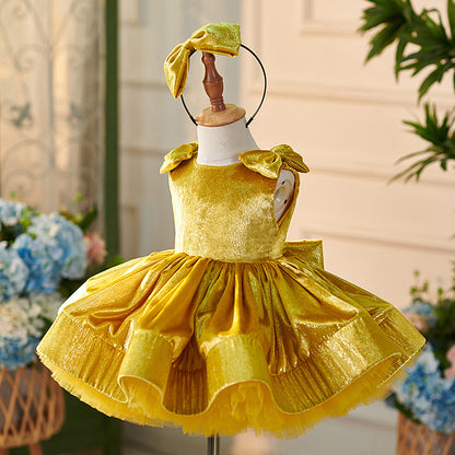 Children Golden Short Princess Dress