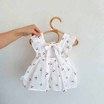 Summer Onesie Romper Princess Rompers Cherry Dress
