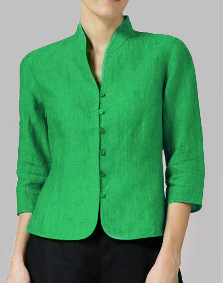 Womens Slim Three-quarter Sleeve Button Jacket