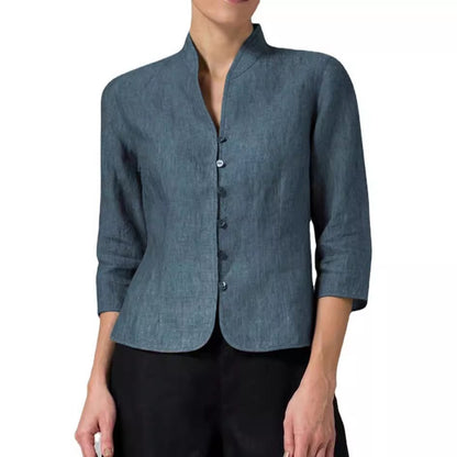 Womens Slim Three-quarter Sleeve Button Jacket