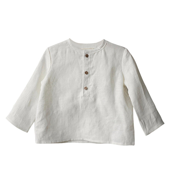 Boys' Cotton-Linen Half-Placket Shirt