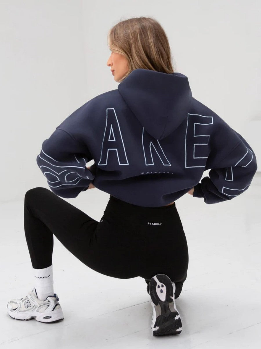 Fashionable printed thick versatile long sleeved loose hooded hip-hop hoodie