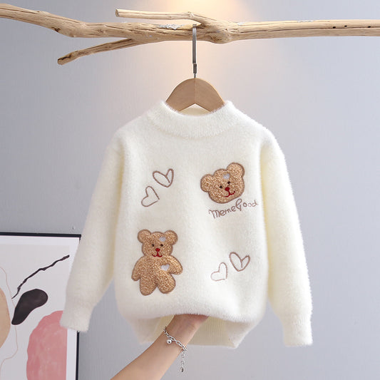Mink Fur Plush Children Knitted Sweater