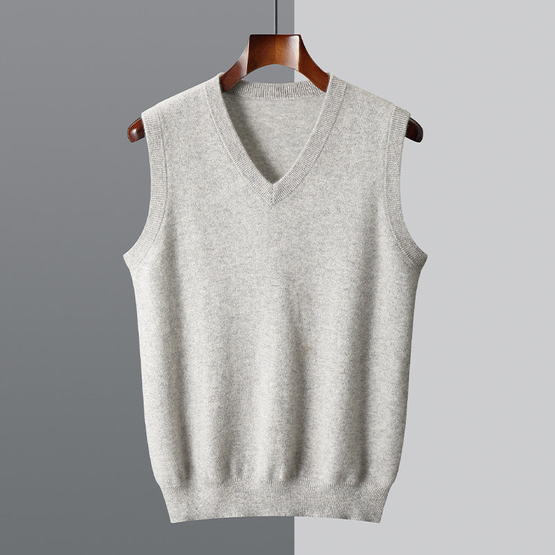 Middle-aged V-neck Vest Sleeveless Sweater