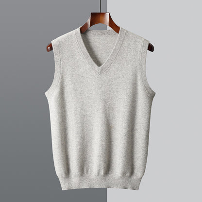Middle-aged V-neck Vest Sleeveless Sweater