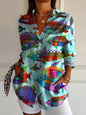Womens Flowers Print Long Sleeve Shirt