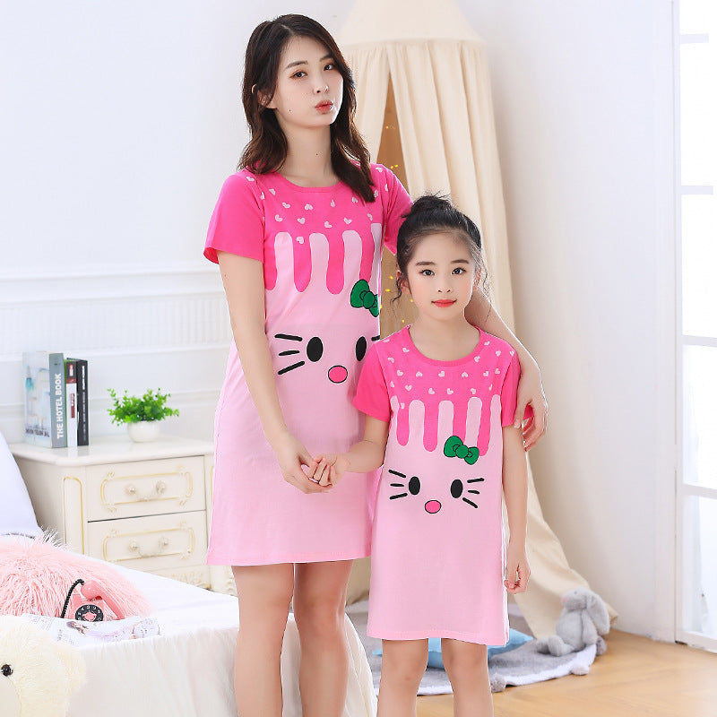 Children Purified Cotton Short Sleeve Nightdress