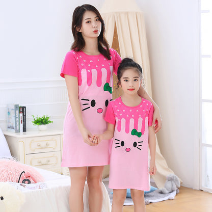 Children Purified Cotton Short Sleeve Nightdress