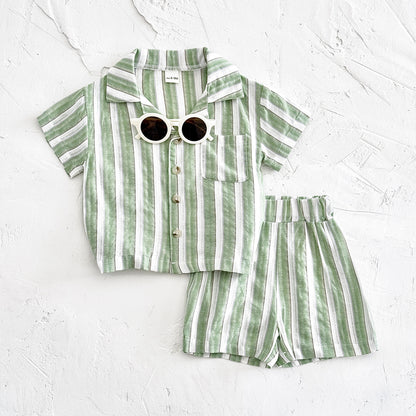 Children's Stripe Breathable Short-sleeved