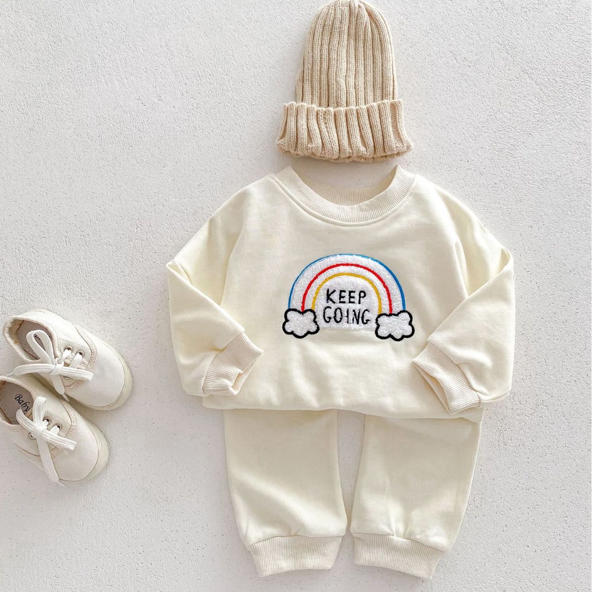 Children's Rainbow Sweater Two-piece Set