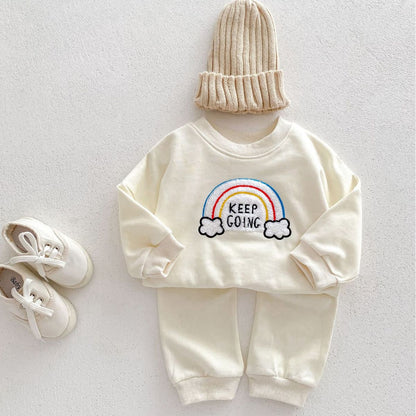 Children's Rainbow Sweater Two-piece Set