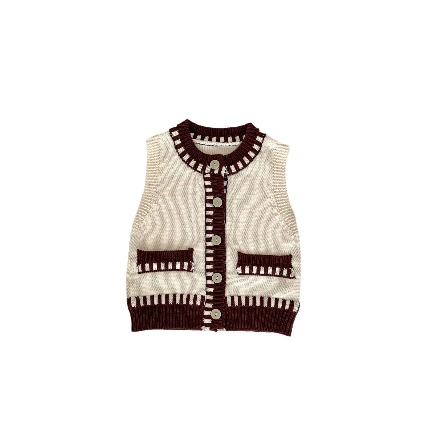 Kids Contrast Color Knitted Vest