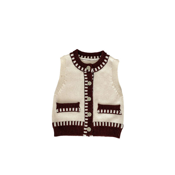 Kids Contrast Color Knitted Vest