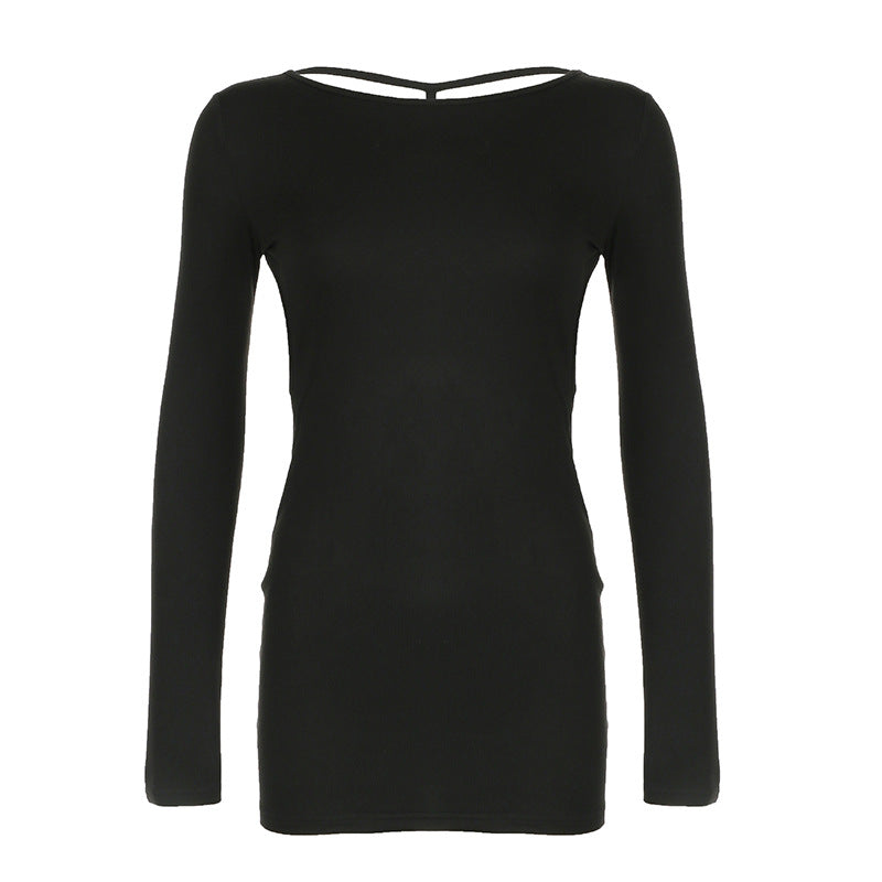 Robe moulante unie à col rond et dos nu