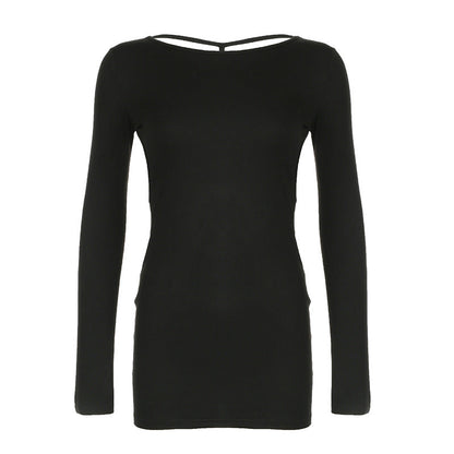 Robe moulante unie à col rond et dos nu