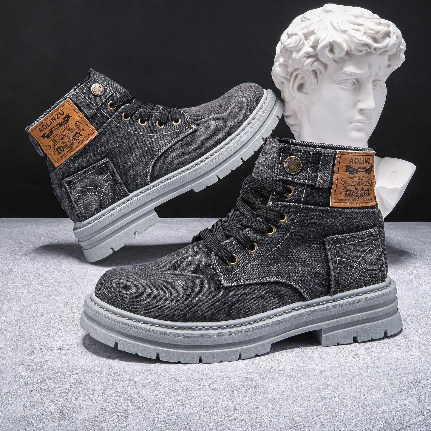Chaussure de skateboard montante en jean décontractée
