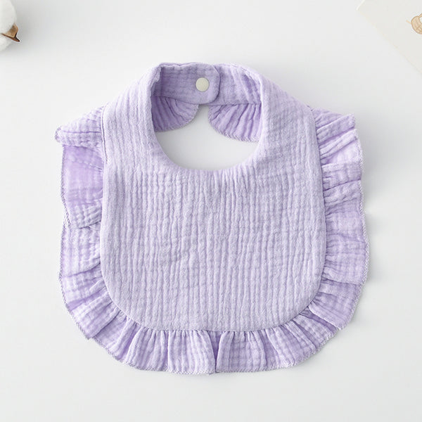 Ruffled Cotton Baby Bib - Printed Gauze Lace