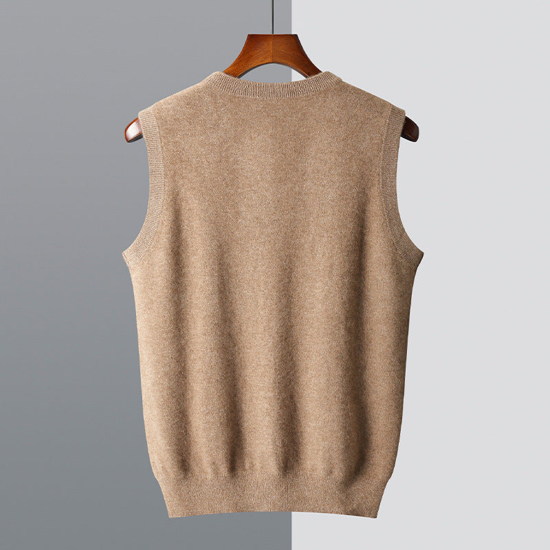 Middle-aged V-neck Vest Sleeveless Sweater