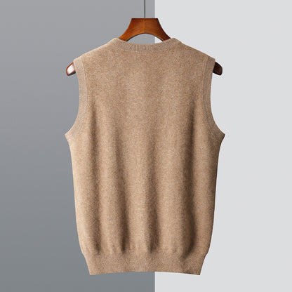Middle-aged V-neck Vest Sleeveless Sweater