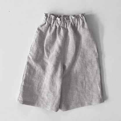 Linen Cotton Wide-leg Elastic Waist Casual Pants