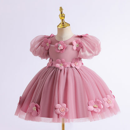 Girls' High-end Flowers Fashionable Dress