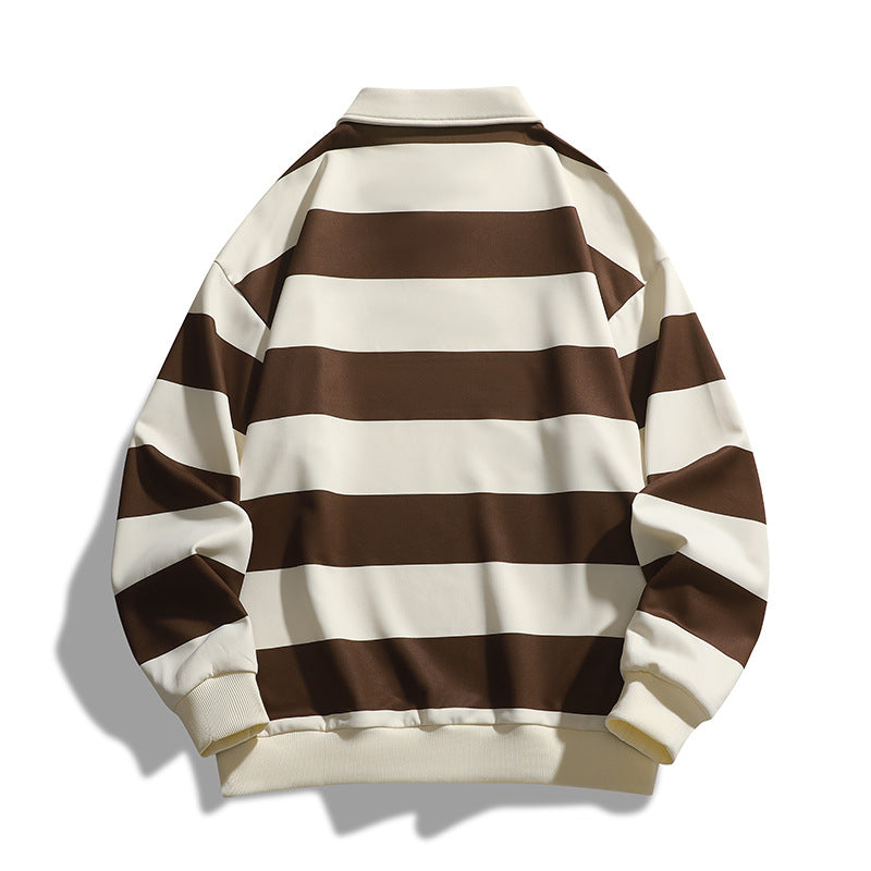 Men's Loose T-shirt Striped Sweater