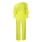 Diagonal Collar Top Wide Leg Pants Cross-border Suit