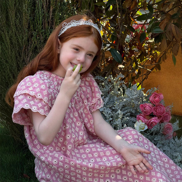 Girls' Vintage Embroidered Lace Dress