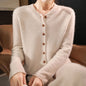 V-neck Knitted Cardigan Coat Solid Color Short Loose Sweater