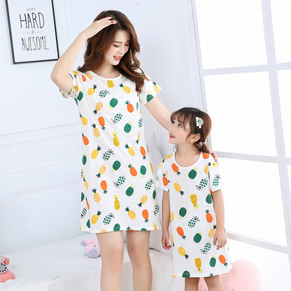 Children Purified Cotton Short Sleeve Nightdress