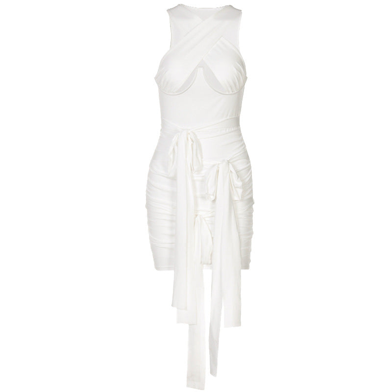 Robe sans manches à col suspendu
