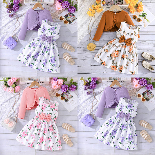 Girls' Suspender Skirt and Coat Set