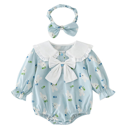 Blue With Long Sleeves Onesie Girls Dress