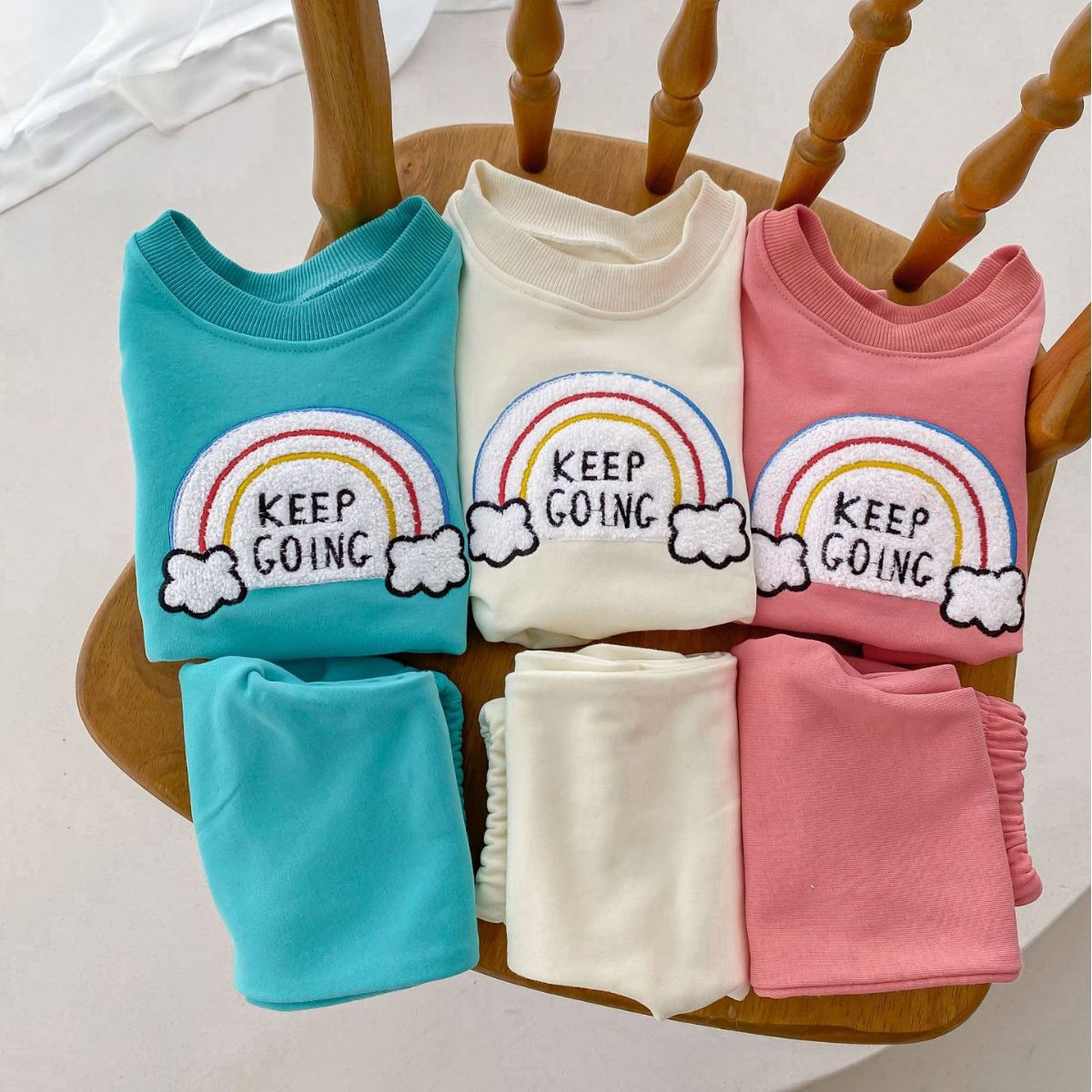 Children's Rainbow Sweater Two-piece Set