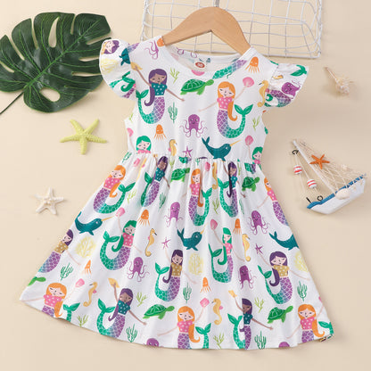 Children Flounced Sleeve Dress