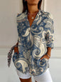 Womens Flowers Print Long Sleeve Shirt
