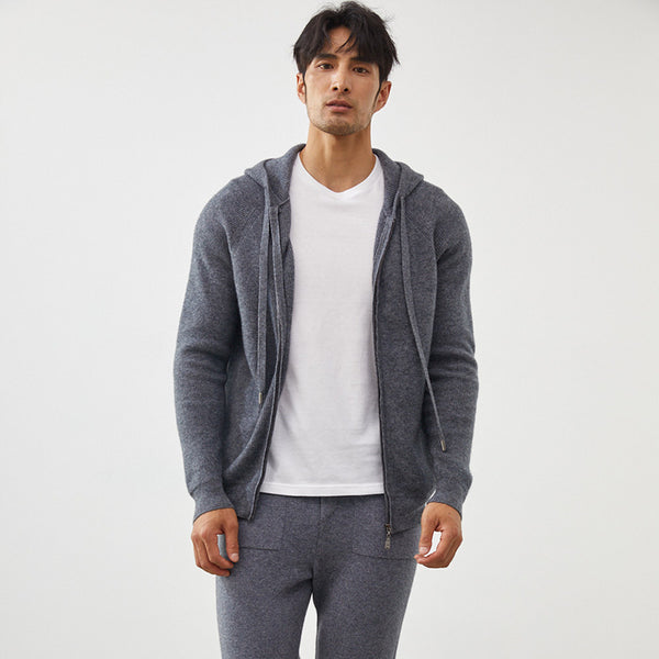Men's Cashmere Hooded Cardigan