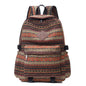 Sac à dos de style ethnique décontracté à carreaux en toile de grande capacité pour étudiantes, sac à dos de voyage tendance
