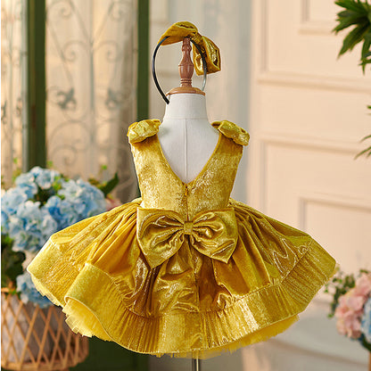 Children Golden Short Princess Dress