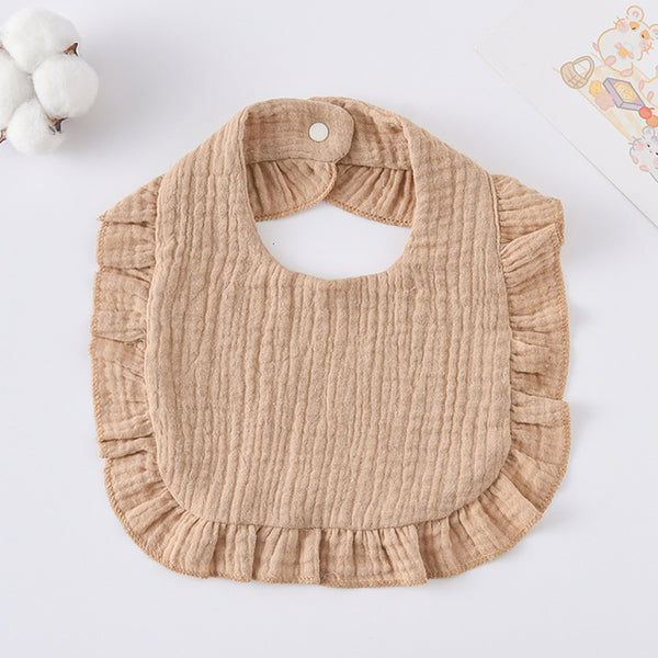 Ruffled Cotton Baby Bib - Printed Gauze Lace