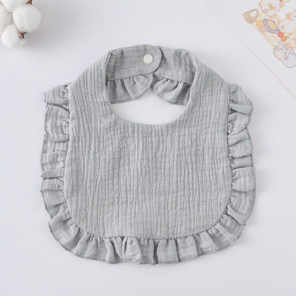 Ruffled Cotton Baby Bib - Printed Gauze Lace