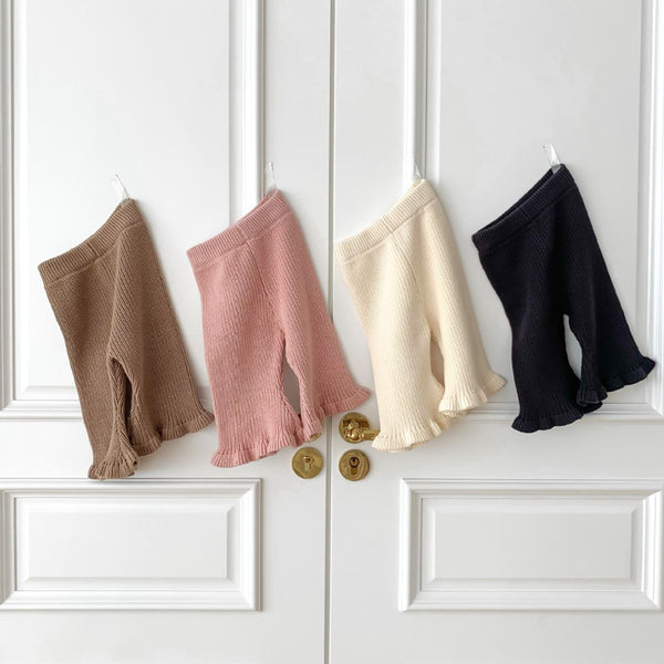 Girls Candy Color Knitted Bell-bottom Pants