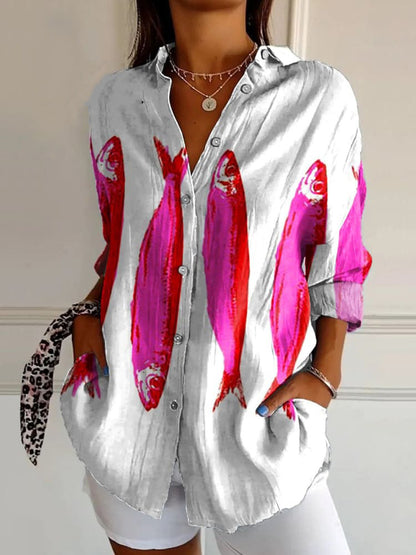 Womens Flowers Print Long Sleeve Shirt