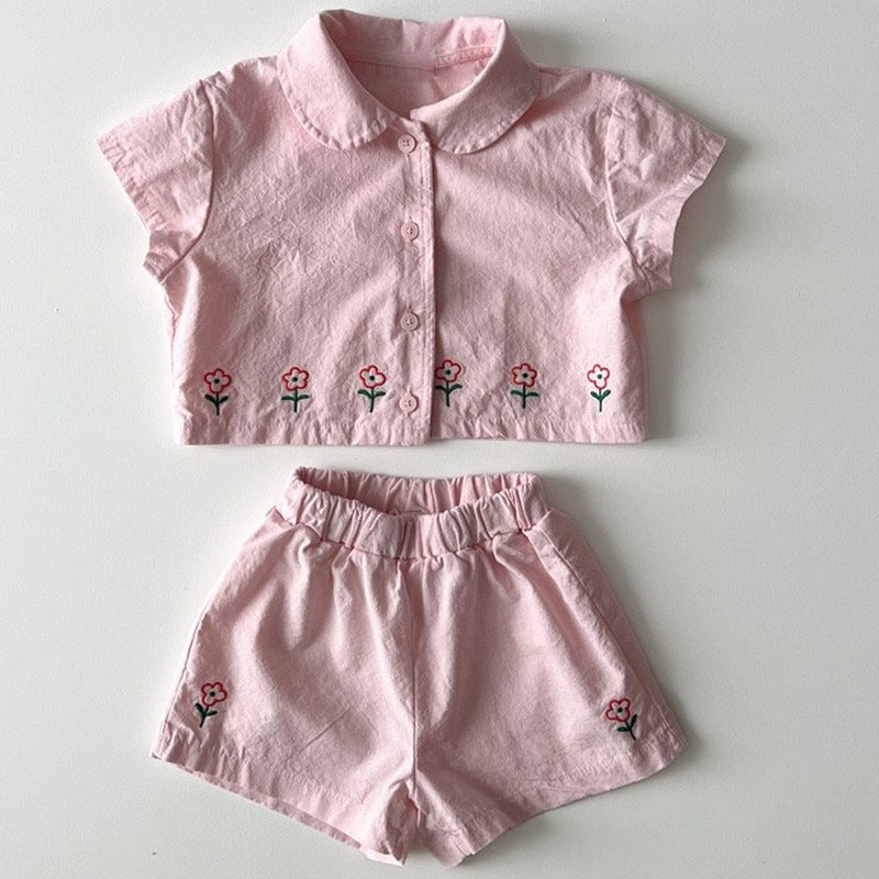 Flower Short-sleeved Shorts Two-piece Set