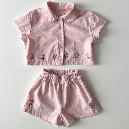 Flower Short-sleeved Shorts Two-piece Set