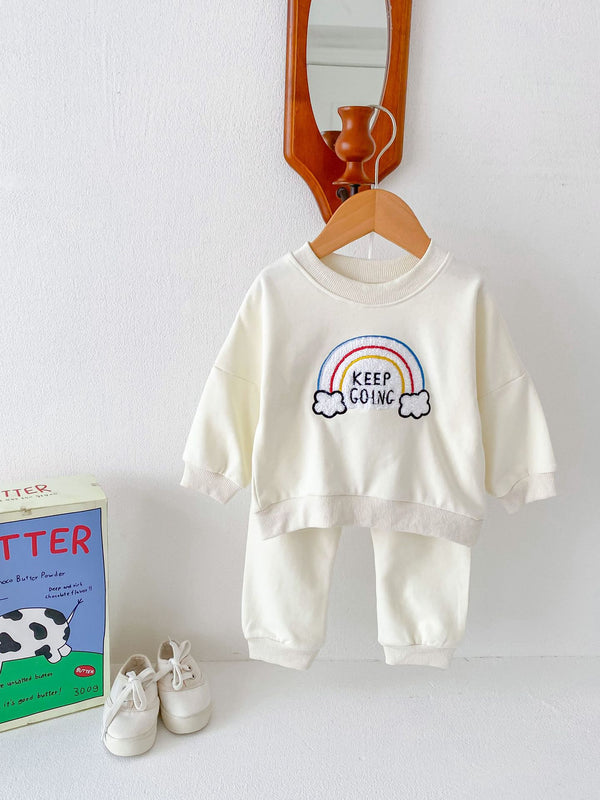 Children's Rainbow Sweater Two-piece Set