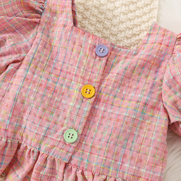 Girls Fashion Personality Plaid Top Shorts Suit