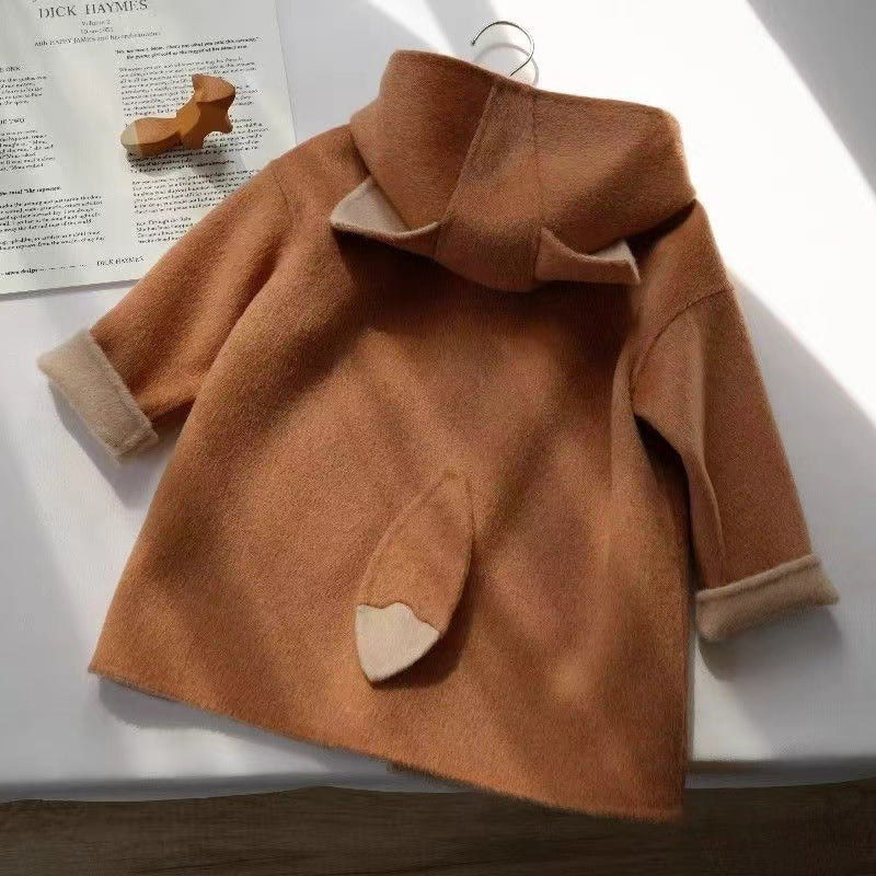 Children's Cartoon Cute Fox Woolen Coat